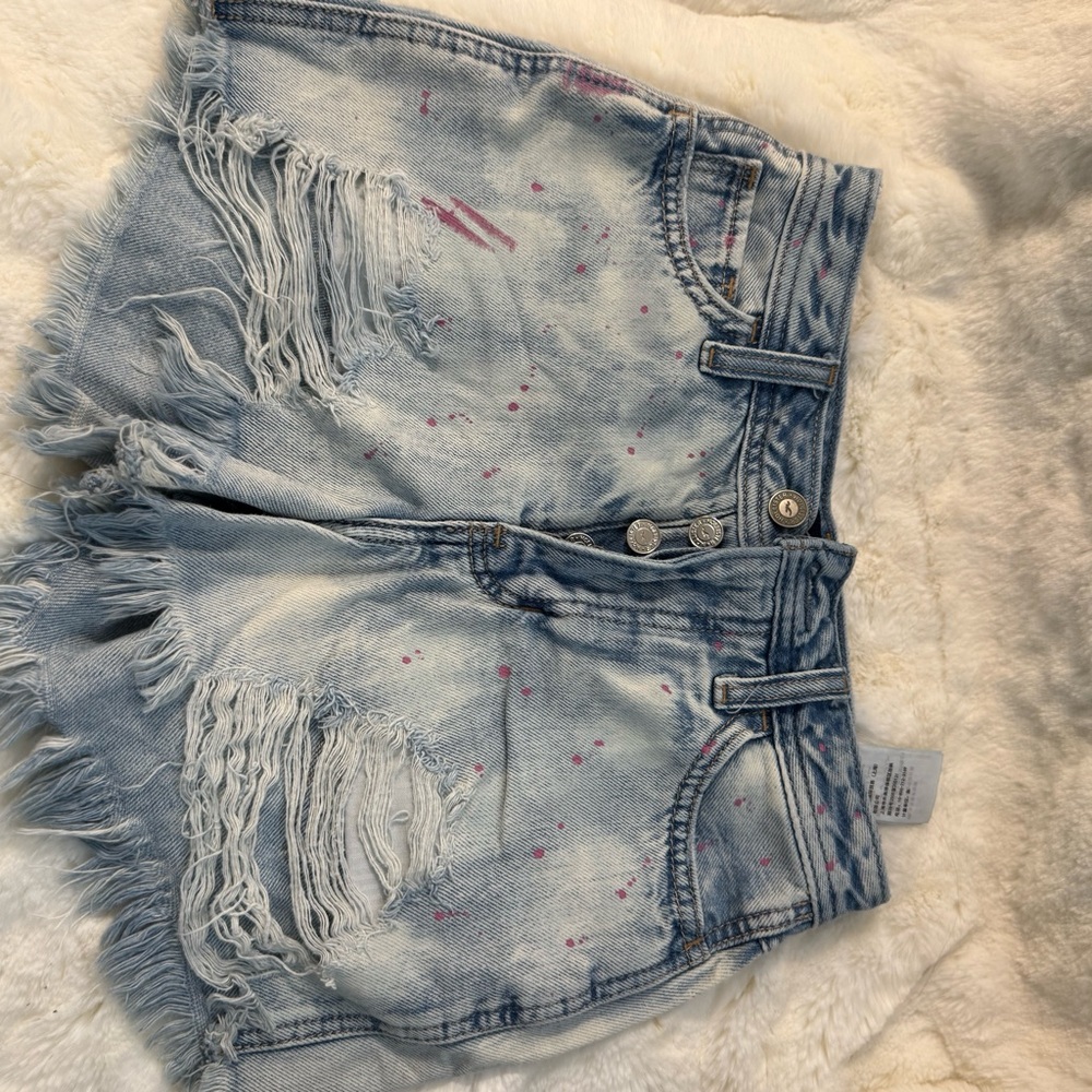 Hollister Light Blue Distressed Jean Shorts